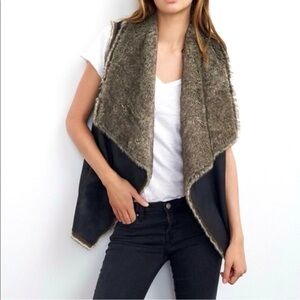VELVET GRAHAM & SPENCER Faux Fur Suede Vest Black Tan XS